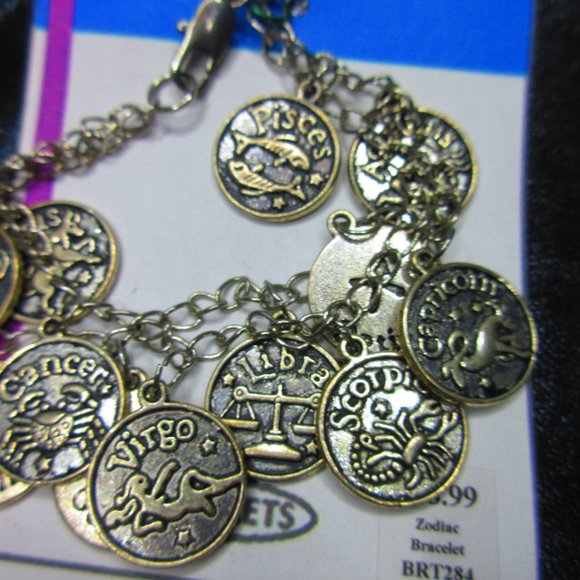 Zodiac Signs Charm Jewelry Bracelet Adjustable Lobster Claw Clasp - Picture 2 of 7